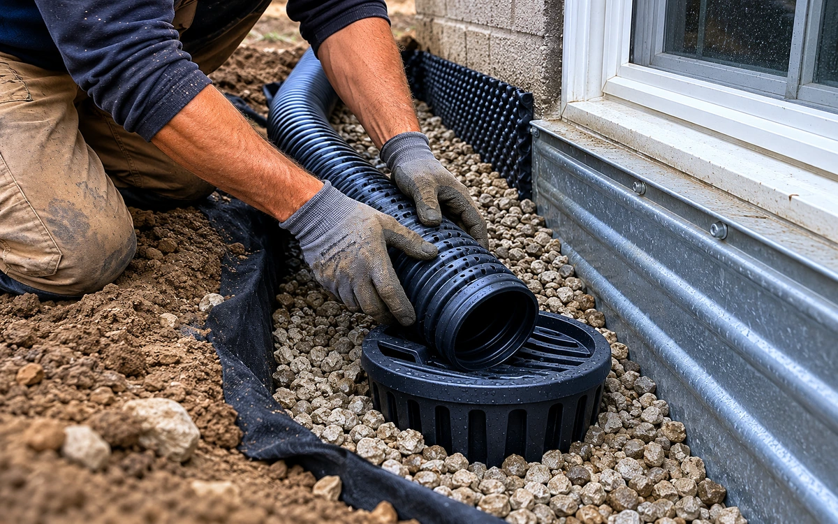 Window well drain installation contractor